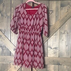 Espresso Red Patterned Mini Dress